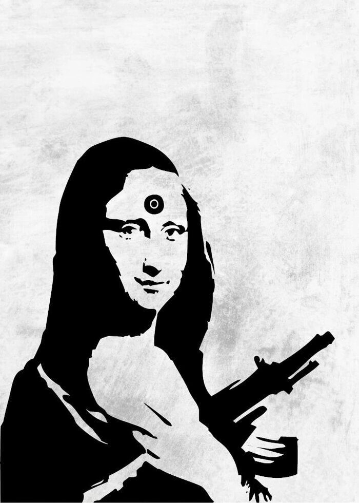 Plakat - Mona Lisa med en AK47 af Banksy