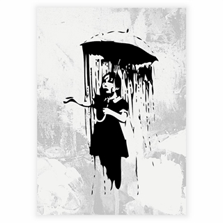 Plakat pige med paraply af Banksy