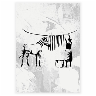 Plakat zebrastriber til tørre af Banksy