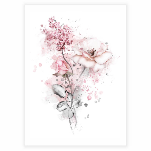 Plakat med fine akvarel blomster