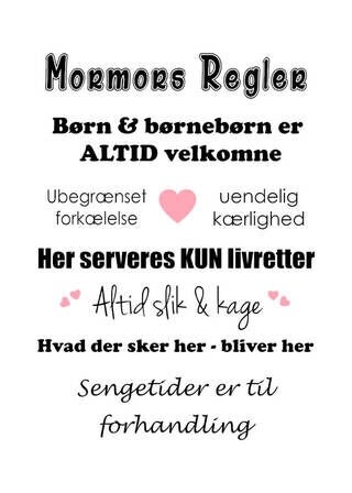 Plakat - Mormors regler