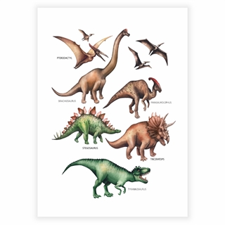 Børne Plakat med Dinosaurer