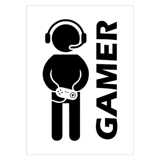 Plakat med gamer boy og teksten Gamer