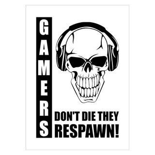 Plakat med teksten gamers don´t die they respawn