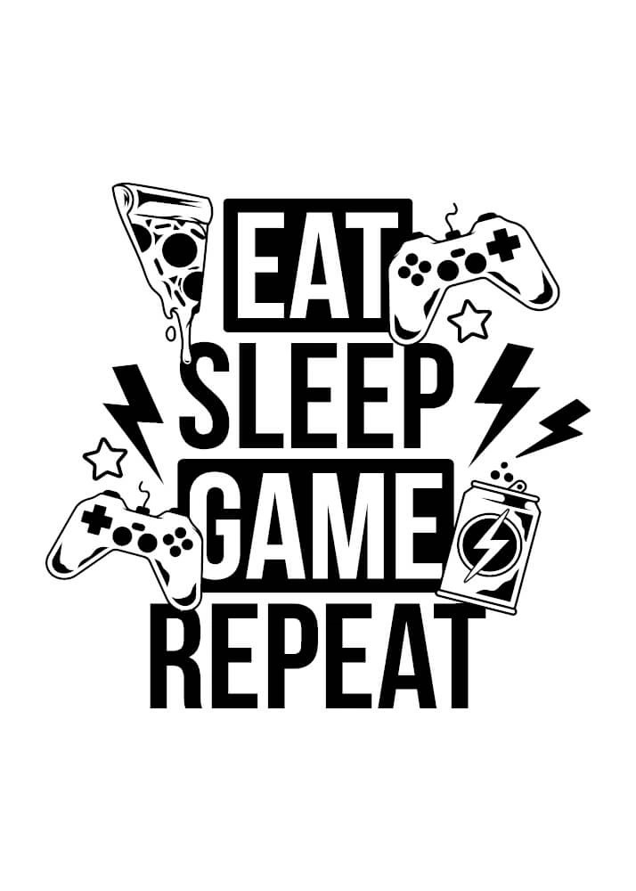 Plakat med teksten Eat - sleep - game - repeat Energy