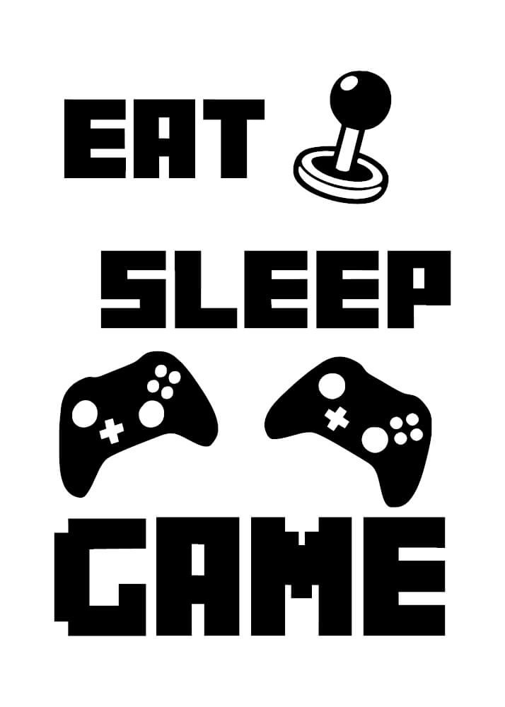 Plakat - Eat - sleep - game med joystick og controllers