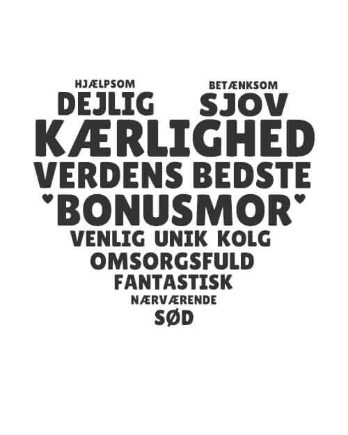 Søde ord til bonusmor formet som et hjerte - Bonusmor Plakat med personlig hilsen