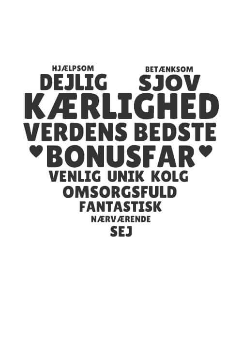 Hjerte bonusfar inkl. 2 valgfrie tekst linjer