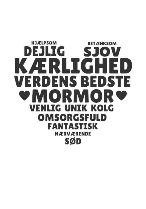 Hjerte mormor inkl. 2 valgfrie tekst linjer
