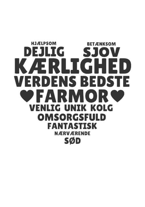 Hjerte farmor inkl. 2 valgfrie tekst linjer