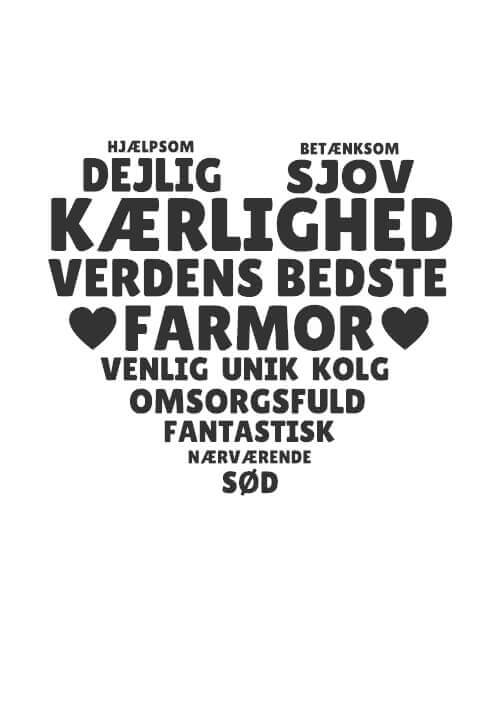 Hjerte farmor inkl. 2 valgfrie tekst linjer