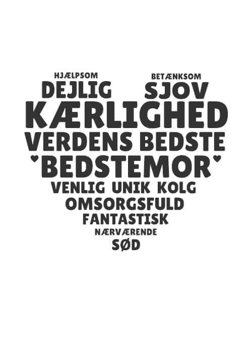 Hjerte bedstemor inkl. 2 valgfrie tekst linjer