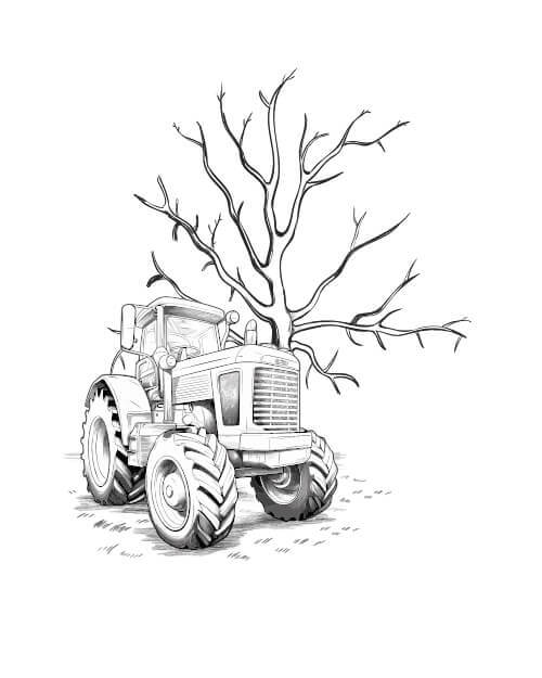 fingertryk til festlig anledning med denne plakat med træ og traktor