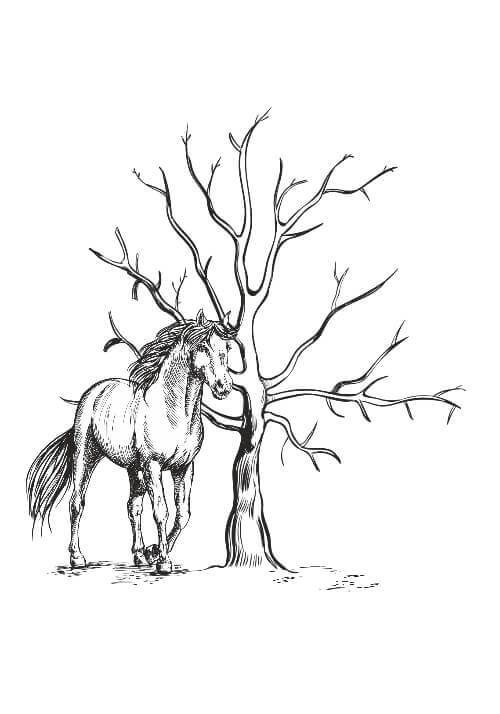 fingertryk til festlig anledning med denne plakat med træ og hest