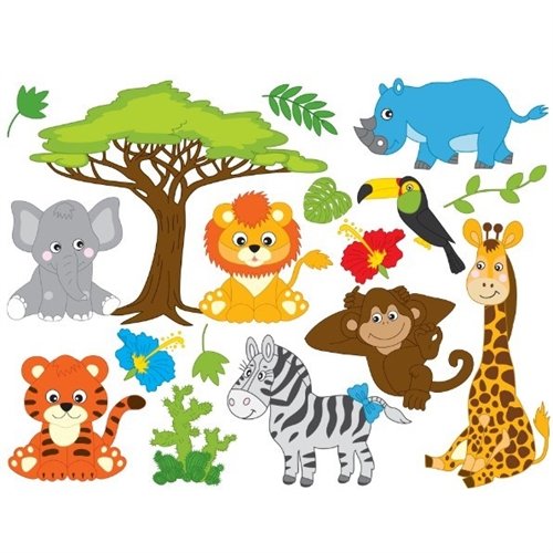 wallstickers - Ark med Safari dyr - wallstickers