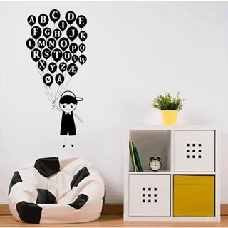 Ballon drengen med alfabet - wallstickers
