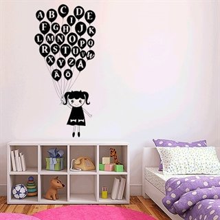 Ballon pige med alfabet - wallstickers