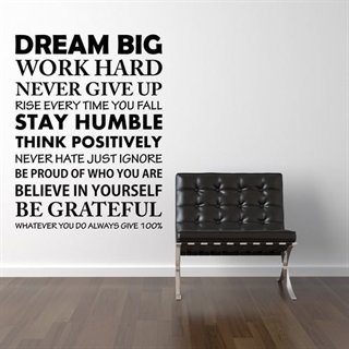 Dream Big, Work Hard - wallstickers