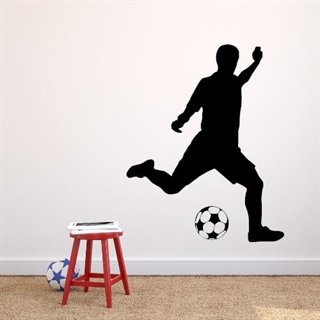 Fodboldspiller med bold - wallstickers