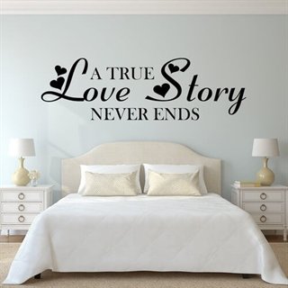 True Love Story med hjerter  - wallstickers