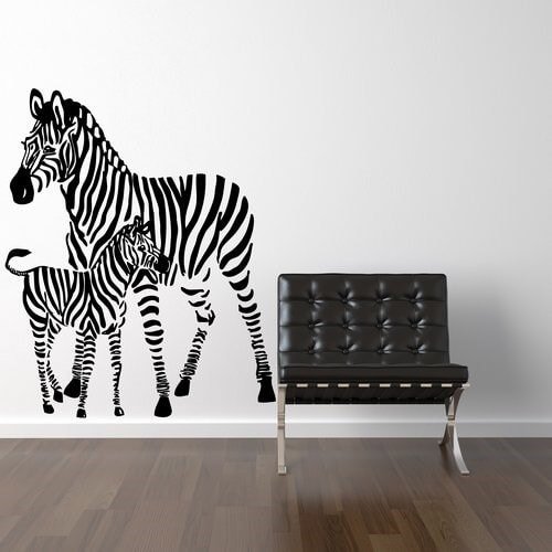 Zebra med føl - wallstickers