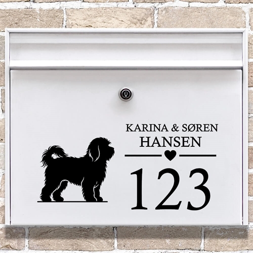 Postkasse stickers med Bichon Havanais silhouette