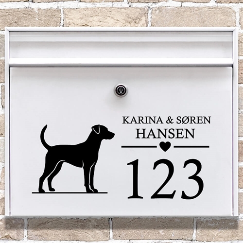 Postkasse stickers med Dansk Svensk gårdhund silhouette