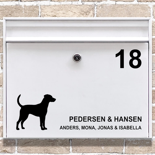 Postkasse stickers Dansk Svensk gårdhund silhouette