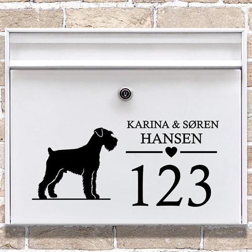 Postkasse stickers med Miniature Schnauzer silhouette