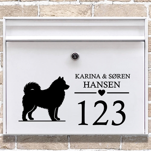 Postkasse stickers med Samojed silhouette