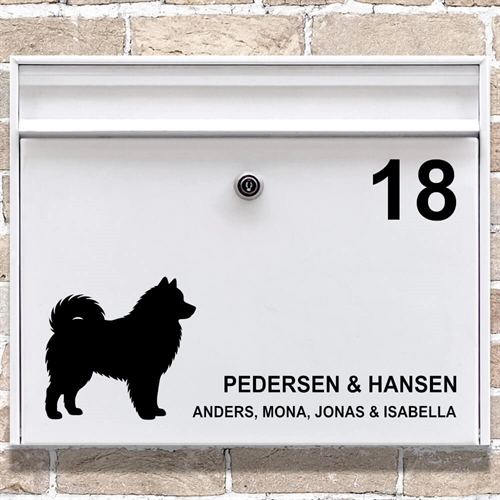 Postkasse stickers Samojed silhouette