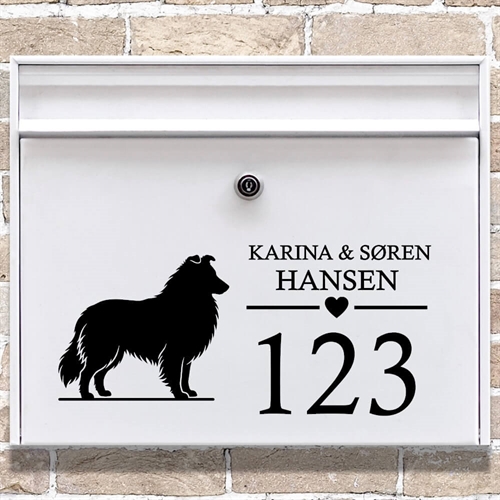 Postkasse stickers med Shetland Sheepdog silhouette