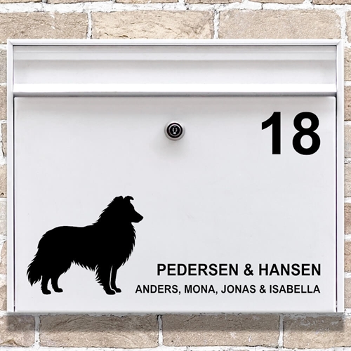 Postkasse stickers Shetland Sheepdog silhouette