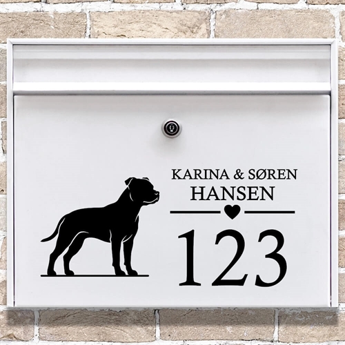 Postkasse stickers med Staffordshire bull terrier silhouette