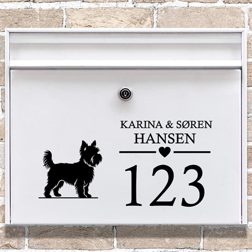 Postkasse stickers med Yorkshire Terrier silhouette