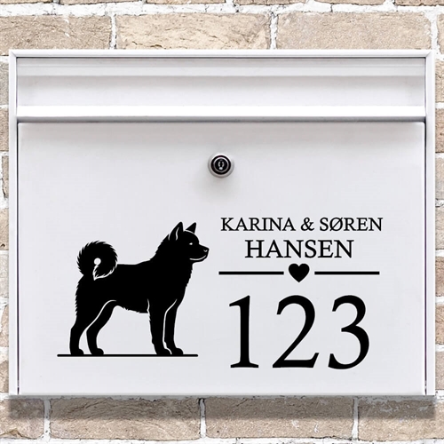 Postkasse stickers med Akita silhouette