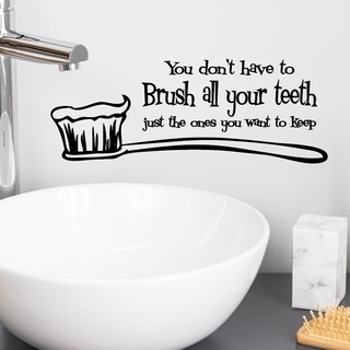 Wallstickers til badeværelset med Brush all your teeth