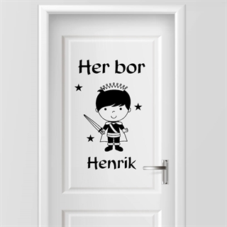 Her bor med prins - wallstickers