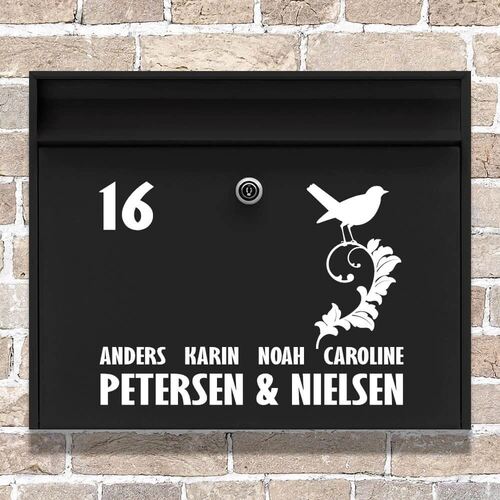 Postkasse sticker med fugl