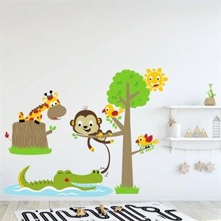wallstickers - Abe, Krokodille og giraf