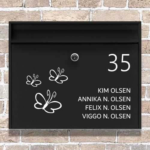 Postkasse stickers sommerfugle og navne