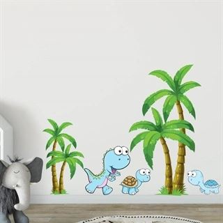 Wallsticker dinosaur i lyseblå