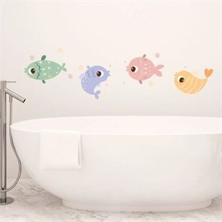 Wallsticker - Pastel fisk med bobler