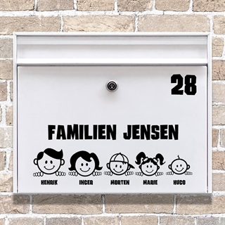 Postkasse stickers med det søde "halloj" figurer. Sød sticker med de fineste illustrationer af familiemedlemmernes ansigter.