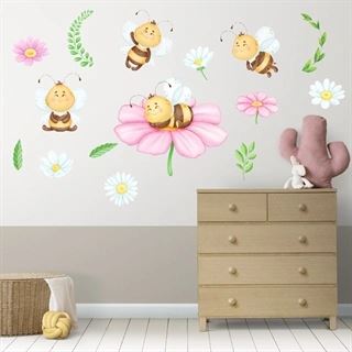 Wallstickers med blomster bier