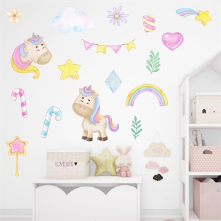 Unicorn party akvarel wallstickers