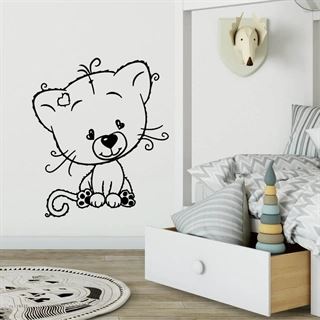 WALLSTICKER MED CUTE KAT 1