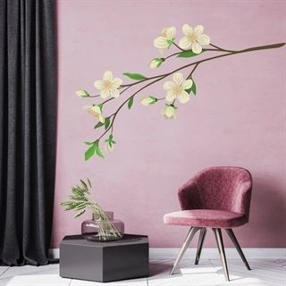Gren med sandfarvet blomster - wallsticker
