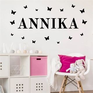 Navn med sommerfugle omkring - wallstickers