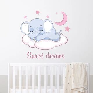 Sweet drems elefant (lyserød) Wallstickers